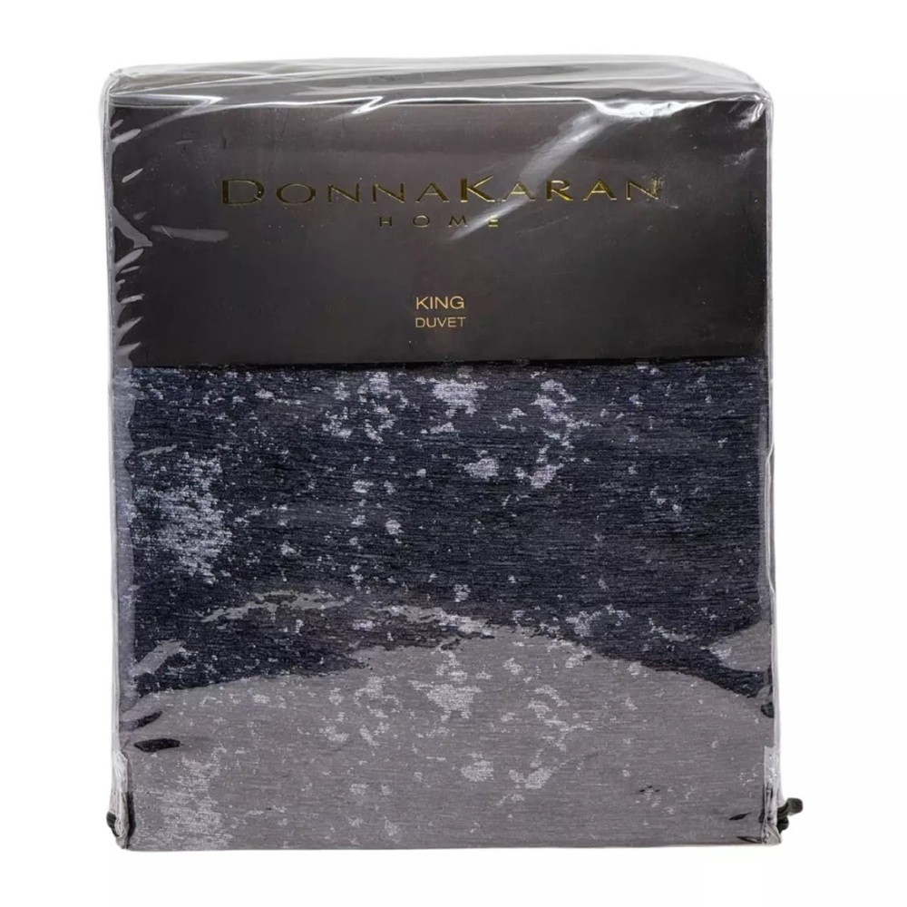 Donna Karan KING Sapphire Collection Chic Indigo Blue Designer Duvet Cover NEW